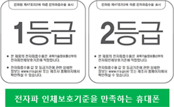 전자파흡수율 등급.1등급,2등급표시그림